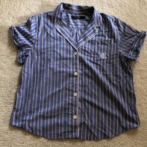 Men’s Polo Ralph Lauren Sleepwear Night Shirt Pajama Top Blue Stripe SIZE XL
